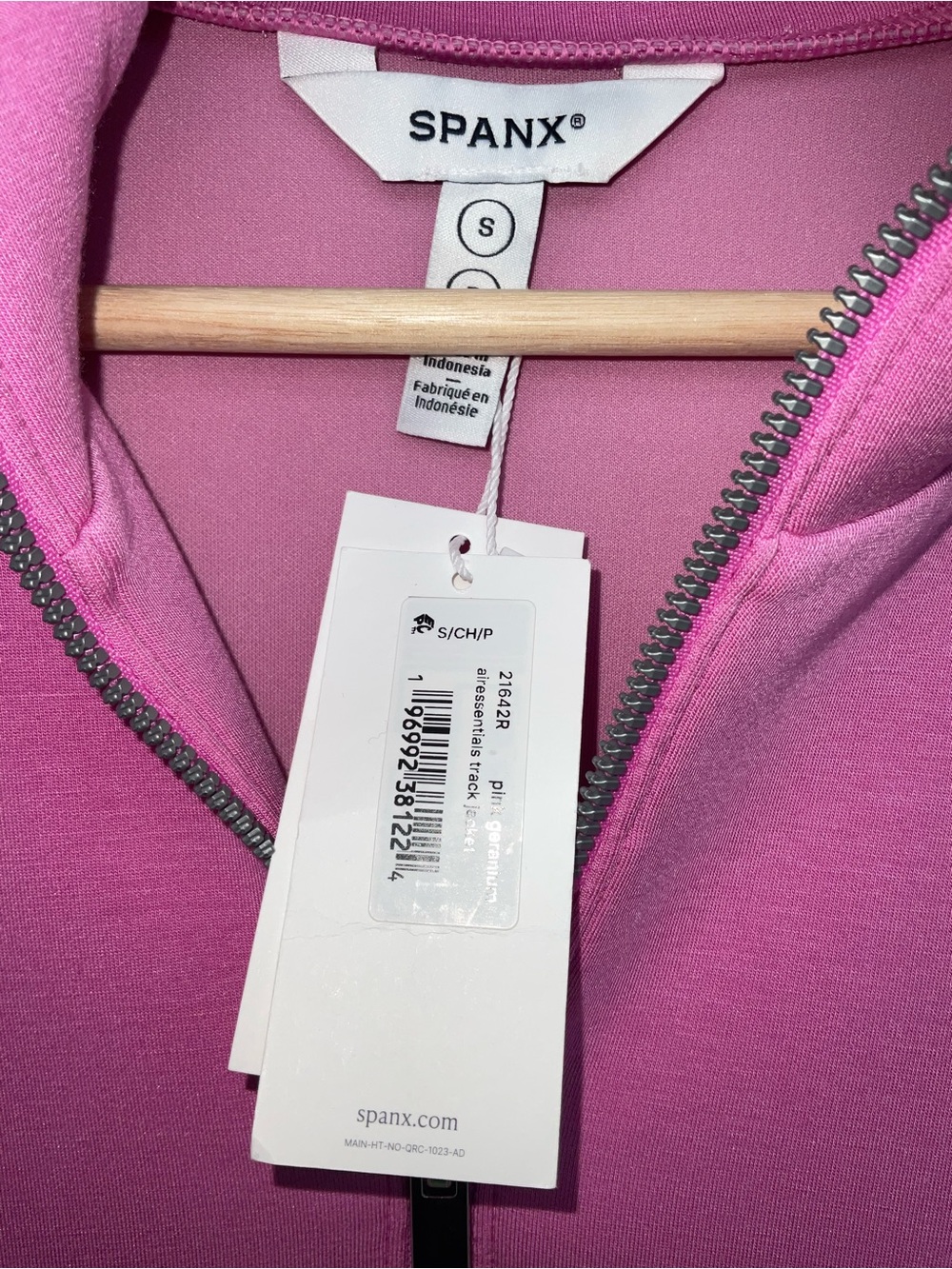 SPANX Air Essentials Pink Zip-Front Track Jacket - Picture 3 of 6